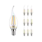 Lot 10x Noxion Lucent LED E14 Flamme Bougie Filament Claire 2.5W 250lm - 827 Blanc Très Chaud | Équivalent 25W